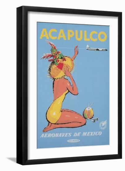 Acapulco Travel Poster, Sunbather-null-Framed Art Print