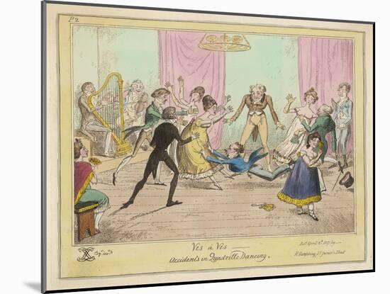 Accidents in Quadrille Dancing Mishaps to Avoid on the Dance Floor-George Cruikshank-Mounted Art Print