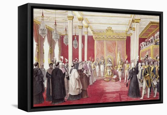 Acclamation of King John VI in Rio De Janeiro, Painting by Jean-Baptiste Debret-null-Framed Stretched Canvas
