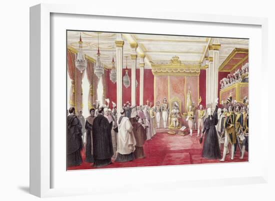 Acclamation of King John VI in Rio De Janeiro, Painting by Jean-Baptiste Debret-null-Framed Giclee Print