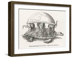 According to Hindu Belief the Earth is Supported on Elephants Standing on a Tortoise-Flammarion-Framed Art Print