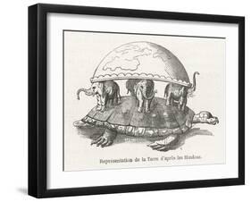 According to Hindu Belief the Earth is Supported on Elephants Standing on a Tortoise-Flammarion-Framed Art Print