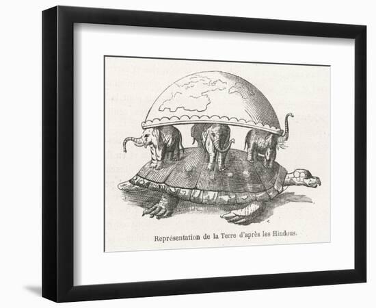 According to Hindu Belief the Earth is Supported on Elephants Standing on a Tortoise-Flammarion-Framed Art Print