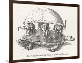 According to Hindu Belief the Earth is Supported on Elephants Standing on a Tortoise-Flammarion-Framed Art Print