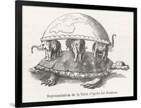 According to Hindu Belief the Earth is Supported on Elephants Standing on a Tortoise-Flammarion-Framed Art Print