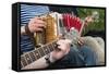 Accordion and Guitar, Ethnic Group of Musicians, River Emajogi-Nico Tondini-Framed Stretched Canvas