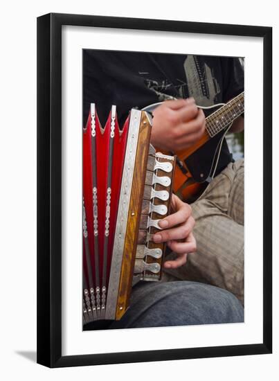 Accordion, Ethnic Group of Musicians, River Emajogi, Tartu, Estonia, Baltic States, Europe-Nico Tondini-Framed Premium Photographic Print