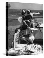 Accordion Picnic Girls-null-Stretched Canvas