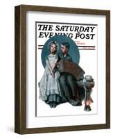 "Accordionist" or "Serenade" Saturday Evening Post Cover, August 30,1924-Norman Rockwell-Framed Giclee Print