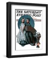 "Accordionist" or "Serenade" Saturday Evening Post Cover, August 30,1924-Norman Rockwell-Framed Giclee Print