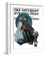 "Accordionist" or "Serenade" Saturday Evening Post Cover, August 30,1924-Norman Rockwell-Framed Giclee Print