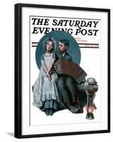 "Accordionist" or "Serenade" Saturday Evening Post Cover, August 30,1924-Norman Rockwell-Framed Giclee Print