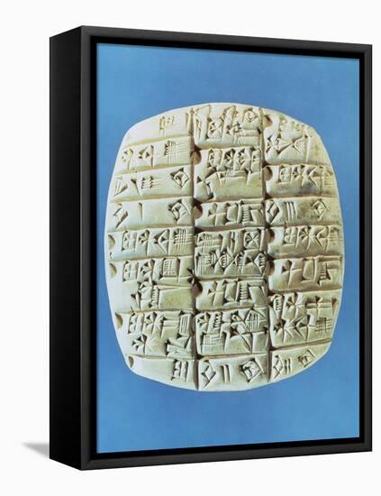 Accounts Table with Cuneiform Script, circa 2400 BC-Mesopotamian-Framed Stretched Canvas