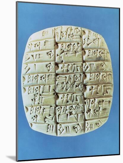 Accounts Table with Cuneiform Script, circa 2400 BC-Mesopotamian-Mounted Giclee Print
