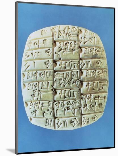 Accounts Table with Cuneiform Script, circa 2400 BC-Mesopotamian-Mounted Giclee Print