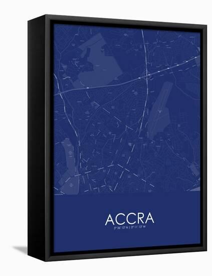 Accra, Ghana Blue Map-null-Framed Stretched Canvas