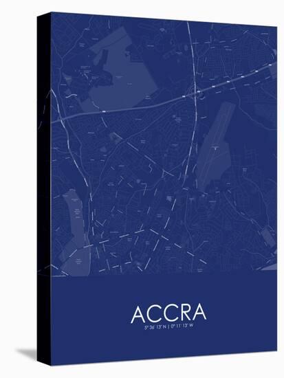 Accra, Ghana Blue Map-null-Stretched Canvas