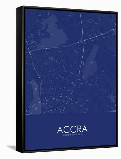 Accra, Ghana Blue Map-null-Framed Stretched Canvas