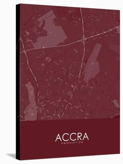 Accra, Ghana Red Map-null-Stretched Canvas