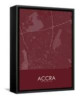 Accra, Ghana Red Map-null-Framed Stretched Canvas