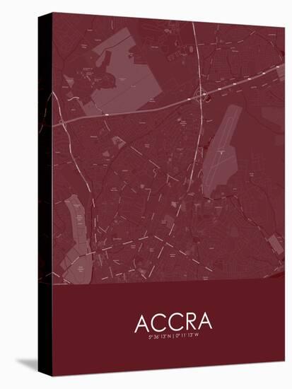 Accra, Ghana Red Map-null-Stretched Canvas
