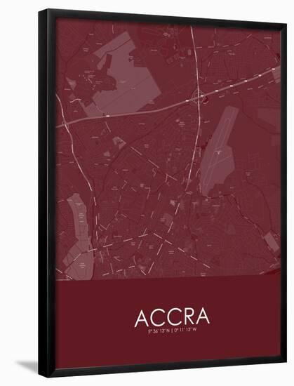 Accra, Ghana Red Map-null-Framed Poster