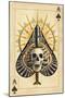 Ace of Spades - Playing Card-Lantern Press-Mounted Art Print