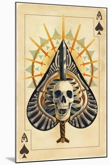 Ace of Spades - Playing Card-Lantern Press-Mounted Art Print