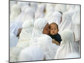 Acehnese Woman Holds a Child after Eid Al-Adha Prayer in the Tsunami-Ravaged Town of Meulaboh-null-Mounted Photographic Print
