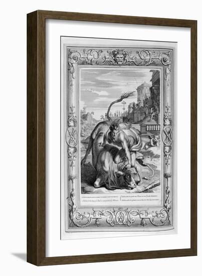 Achelous in the Shape of a Bull Is Vanquished by Hercules, 1733-Bernard Picart-Framed Giclee Print
