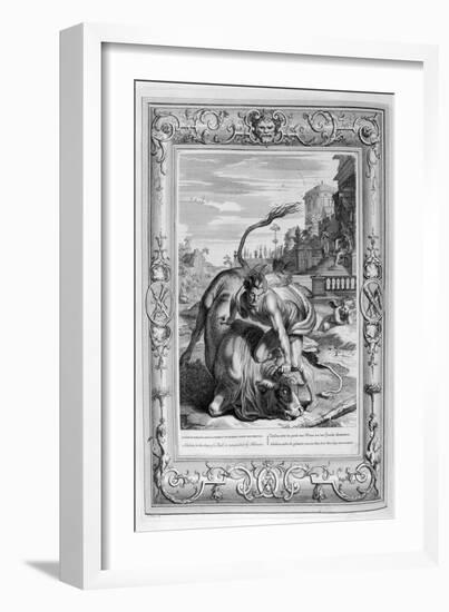 Achelous in the Shape of a Bull Is Vanquished by Hercules, 1733-Bernard Picart-Framed Giclee Print