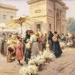 The Lily Market at Porta Garibaldi in Milan-Achille Beltrame-Giclee Print
