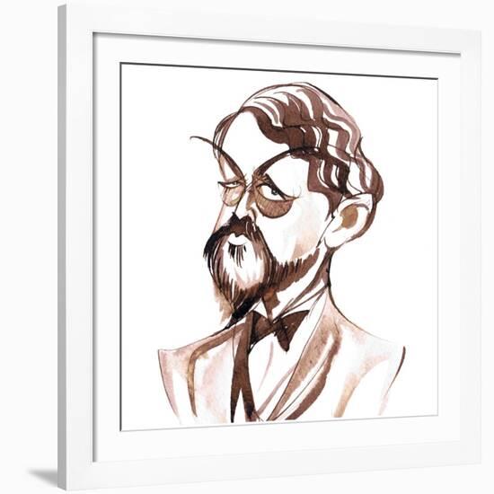 Achille-Claude Debussy, French composer, ink caricature-Neale Osborne-Framed Giclee Print