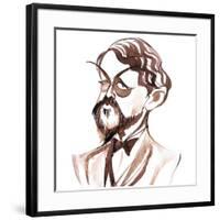 Achille-Claude Debussy, French composer, ink caricature-Neale Osborne-Framed Giclee Print