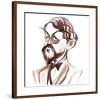 Achille-Claude Debussy, French composer, ink caricature-Neale Osborne-Framed Giclee Print