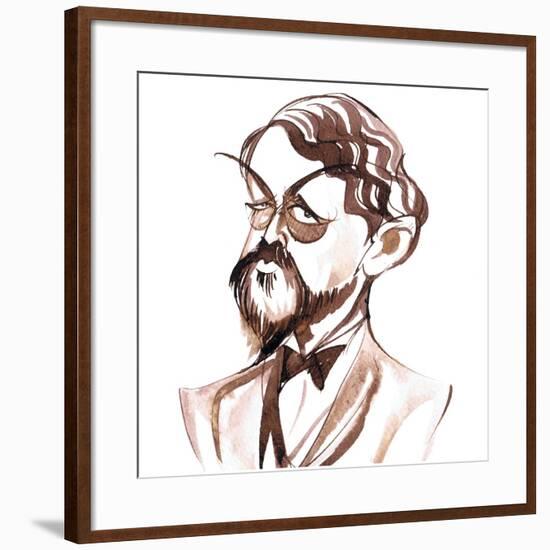 Achille-Claude Debussy, French composer, ink caricature-Neale Osborne-Framed Giclee Print