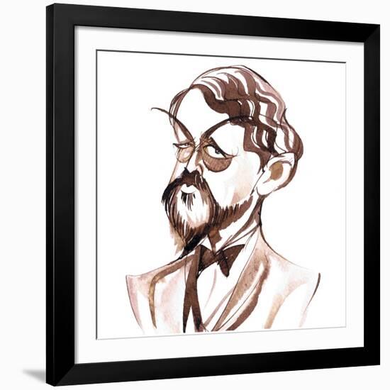 Achille-Claude Debussy, French composer, ink caricature-Neale Osborne-Framed Giclee Print