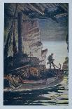 Illustration from "Les Travailleurs De La Mer" by Victor Hugo 1923-Achille Granchi-taylor-Framed Stretched Canvas