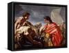 Achilles Contemplating the Body of Patroclus-Giovanni Antonio Pellegrini-Framed Stretched Canvas