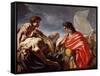 Achilles Contemplating the Body of Patroclus-Giovanni Antonio Pellegrini-Framed Stretched Canvas