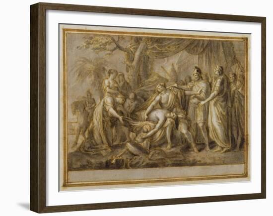 Achilles Lamenting the Death of Patroclus, 1760-63 (Pen and Ink and Wash on Paper)-Gavin Hamilton-Framed Giclee Print