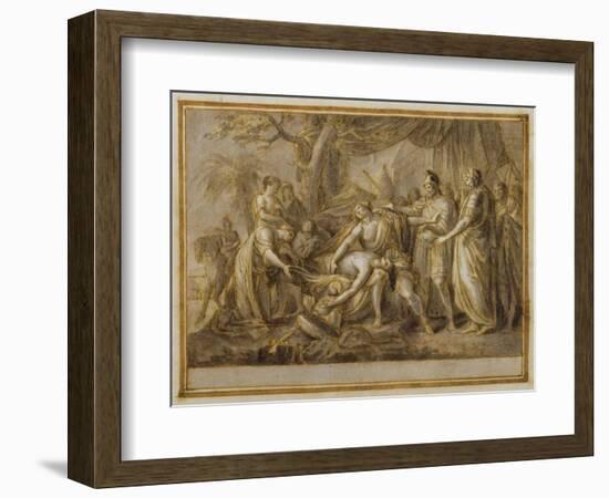Achilles Lamenting the Death of Patroclus, 1760-63 (Pen and Ink and Wash on Paper)-Gavin Hamilton-Framed Premium Giclee Print