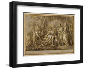 Achilles Lamenting the Death of Patroclus, 1760-63 (Pen and Ink and Wash on Paper)-Gavin Hamilton-Framed Premium Giclee Print