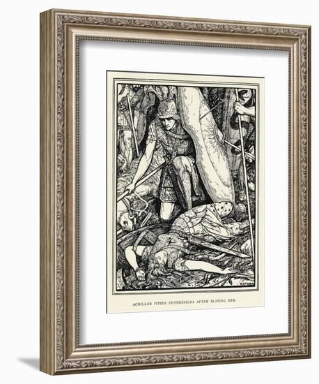 Achilles Pities Penthesilea after Slaying Her-Henry Justice Ford-Framed Art Print