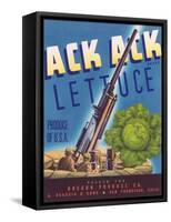 Ack Ack Lettuce Label - San Francisco, CA-Lantern Press-Framed Stretched Canvas