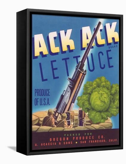 Ack Ack Lettuce Label - San Francisco, CA-Lantern Press-Framed Stretched Canvas