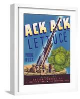 Ack Ack Lettuce Label - San Francisco, CA-Lantern Press-Framed Art Print