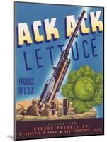 Ack Ack Lettuce Label - San Francisco, CA-Lantern Press-Mounted Art Print