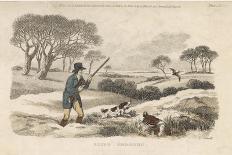Snipe, a Hunter and His Dogs Go Snipe-Shooting in the Snow- Covered Fields-Ackermann-Art Print