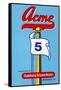 Acme 5 Broom Label-null-Framed Stretched Canvas